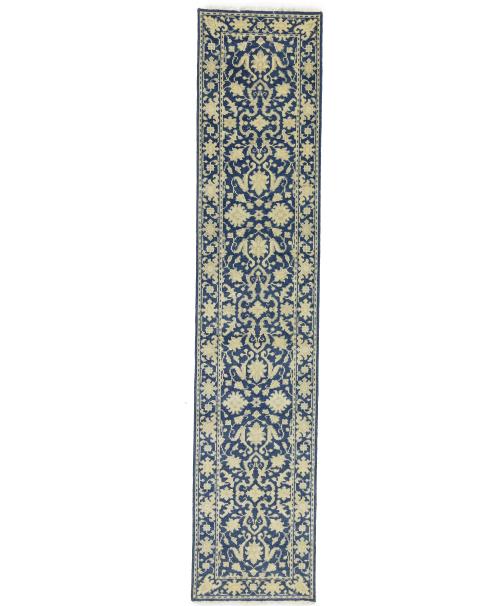Muted Blue Floral Transitional 3X12 Oriental Runner Rug