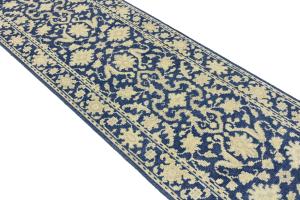 Muted Blue Floral Transitional 3X12 Oriental Runner Rug