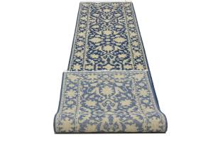 Muted Blue Floral Transitional 3X12 Oriental Runner Rug