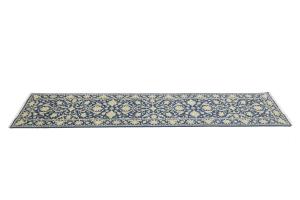 Muted Blue Floral Transitional 3X12 Oriental Runner Rug