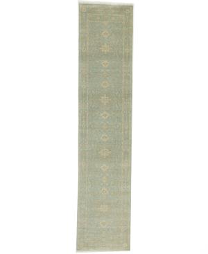 Muted Aqua Blue Floral Transitional 3X12 Oriental Runner Rug