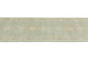 Muted Aqua Blue Floral Transitional 3X12 Oriental Runner Rug