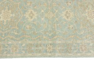 Muted Aqua Blue Floral Transitional 3X12 Oriental Runner Rug
