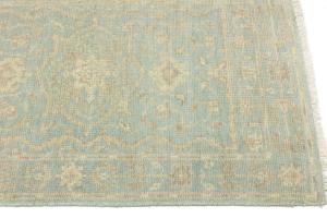 Muted Aqua Blue Floral Transitional 3X12 Oriental Runner Rug