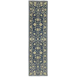 Muted Blue Floral Transitional 3X10 Oriental Runner Rug