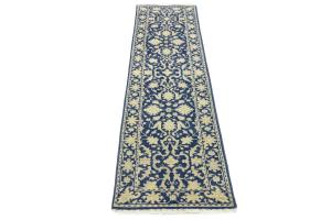 Muted Blue Floral Transitional 3X10 Oriental Runner Rug
