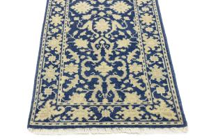 Muted Blue Floral Transitional 3X10 Oriental Runner Rug