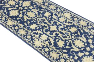 Muted Blue Floral Transitional 3X10 Oriental Runner Rug
