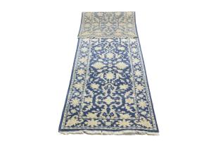 Muted Blue Floral Transitional 3X10 Oriental Runner Rug