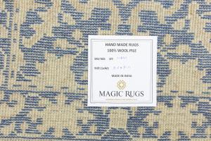 Muted Blue Floral Transitional 3X10 Oriental Runner Rug