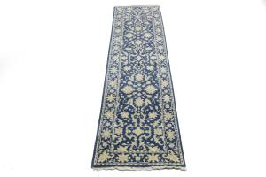 Muted Blue Floral Transitional 3X10 Oriental Runner Rug