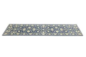 Muted Blue Floral Transitional 3X10 Oriental Runner Rug