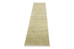 Muted Golden Yellow Floral 3X10 Transitional Oriental Runner Rug