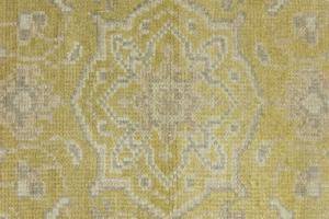 Muted Golden Yellow Floral 3X10 Transitional Oriental Runner Rug