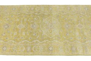 Muted Golden Yellow Floral 3X10 Transitional Oriental Runner Rug