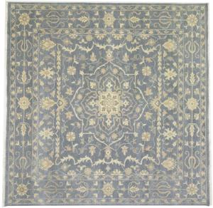 Muted Gray Floral 10x10 Transitional Oriental Square Rug