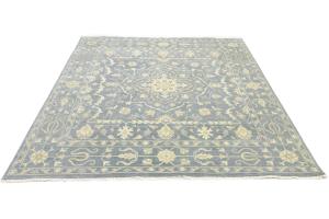 Muted Gray Floral 10x10 Transitional Oriental Square Rug