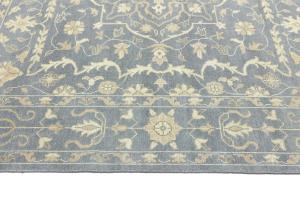 Muted Gray Floral 10x10 Transitional Oriental Square Rug