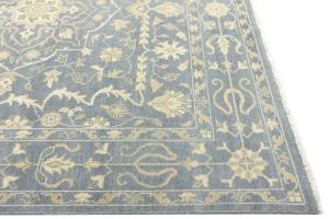 Muted Gray Floral 10x10 Transitional Oriental Square Rug