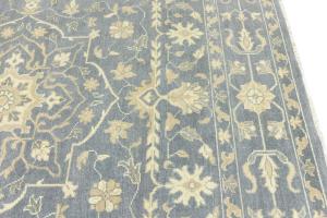 Muted Gray Floral 10x10 Transitional Oriental Square Rug