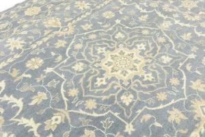 Muted Gray Floral 10x10 Transitional Oriental Square Rug