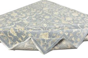 Muted Gray Floral 10x10 Transitional Oriental Square Rug