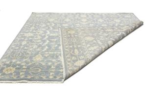 Muted Gray Floral 10x10 Transitional Oriental Square Rug