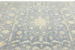 Muted Gray Floral 10x10 Transitional Oriental Square Rug
