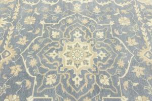 Muted Gray Floral 10x10 Transitional Oriental Square Rug