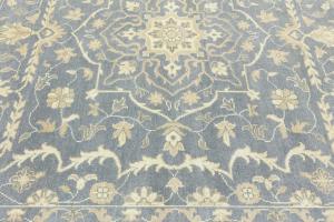 Muted Gray Floral 10x10 Transitional Oriental Square Rug