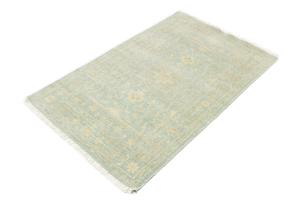 Muted Teal Floral 3X5 Transitional Oriental Rug