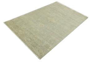 Muted Aqua Green Floral 6X9 Transitional Oriental Rug
