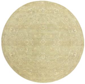 Muted Beige Floral 6X6 Transitional Oriental Round Rug