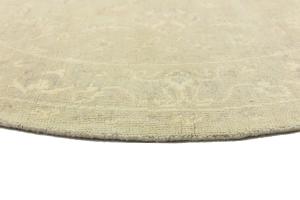 Muted Beige Floral 6X6 Transitional Oriental Round Rug