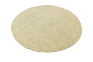 Muted Beige Floral 6X6 Transitional Oriental Round Rug
