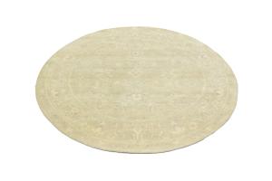 Muted Beige Floral 6X6 Transitional Oriental Round Rug