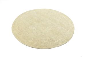 Muted Beige Floral 6X6 Transitional Oriental Round Rug