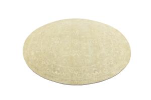 Muted Beige Floral 6X6 Transitional Oriental Round Rug