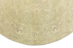 Muted Beige Floral 6X6 Transitional Oriental Round Rug