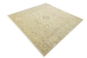 Muted Pinkish Beige Floral 10X10 Transitional Oriental Square Rug