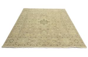 Muted Pinkish Beige Floral 10X10 Transitional Oriental Square Rug