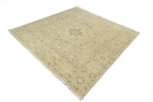 Muted Pinkish Beige Floral 10X10 Transitional Oriental Square Rug