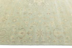 Muted Aqua Green Floral 10X10 Transitional Oriental Round Rug