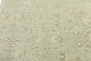 Muted Aqua Green Floral 10X10 Transitional Oriental Round Rug