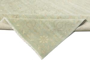 Muted Aqua Green Floral 10X10 Transitional Oriental Round Rug