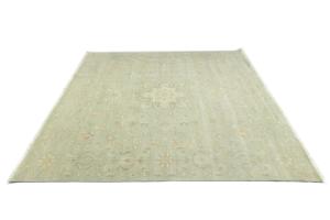 Muted Aqua Green Floral 10X10 Transitional Oriental Round Rug