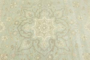 Muted Aqua Green Floral 10X10 Transitional Oriental Round Rug