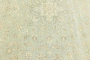 Muted Aqua Green Floral 10X10 Transitional Oriental Round Rug