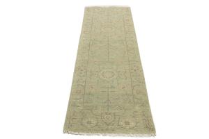 Muted Light Green Floral Transitional 2'6X7'10 Oriental Runner Rug