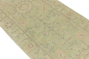 Muted Light Green Floral Transitional 2'6X7'10 Oriental Runner Rug